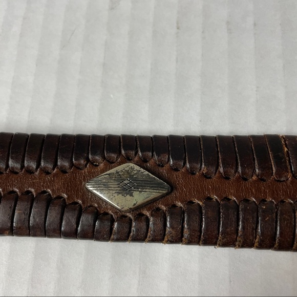 Bill Adler Studio Dar Brown  Leather Braided & Studded Belt - Picture 5 of 8